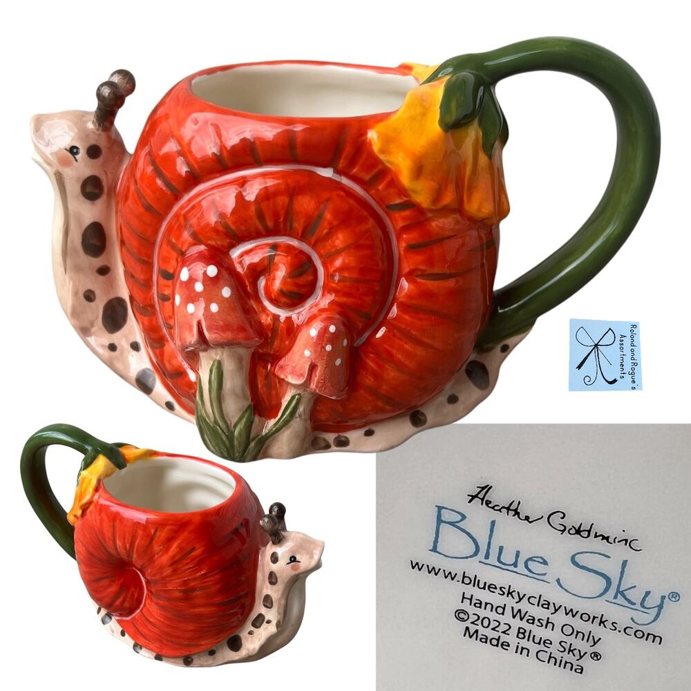 Heather Goldminc Blue Sky 2022 Snail Mushroom Mug